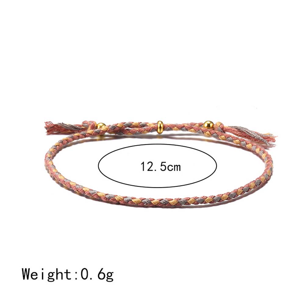 Copper Bead Girls Colorful Polyester Thread Fashion Accessories Braid Hand Rope Woven Bracelet