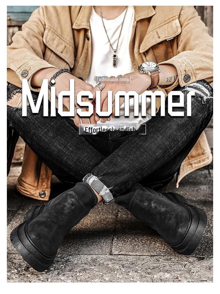 Men's 2022 Winter High-Top Martin Boots with Thick Sole and Fashion Sock Design for Work and Outdoor Wear