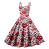 Women's Valentine's Day Love Heart Print Sexy Off Shoulder Vintage Dress
