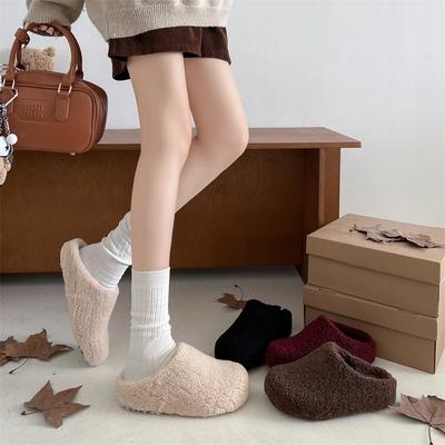 Модные бежевые суперпопулярные тапочки на толстой подошве для женщин, новинка осени и зимы 2025 года, хлопковые тапочки на мягкой подошве