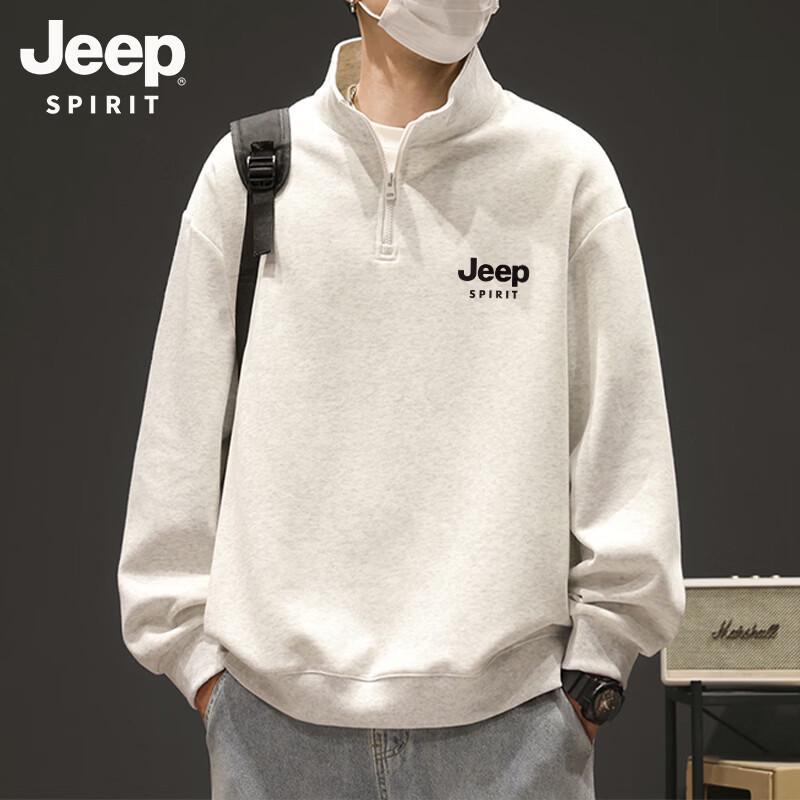 Мужской пуловер JEEP SPIRIT с воротником-стойкой, на молнии-поло, с принтом