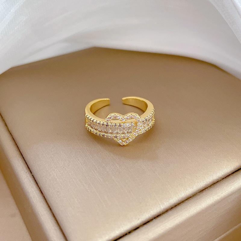 Кольца из синтетического циркония в форме сердца для женщин 2024 года, новые модные золотые кольца, ювелирные изделия, аксессуары для свадебной вечеринки