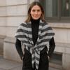 Plush Knitted Triangle Scarf Korean Style Cape Wraps Retro Striped Scarf  Autumn Winter
