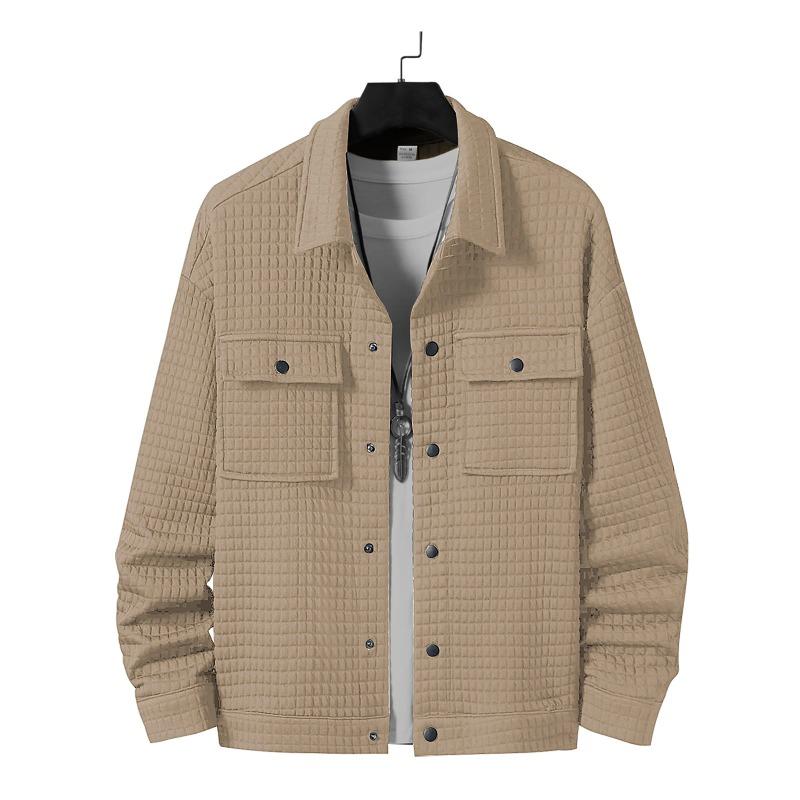 Men S Casual Loose Jacquard Shirt Jacket For Spring Autumn