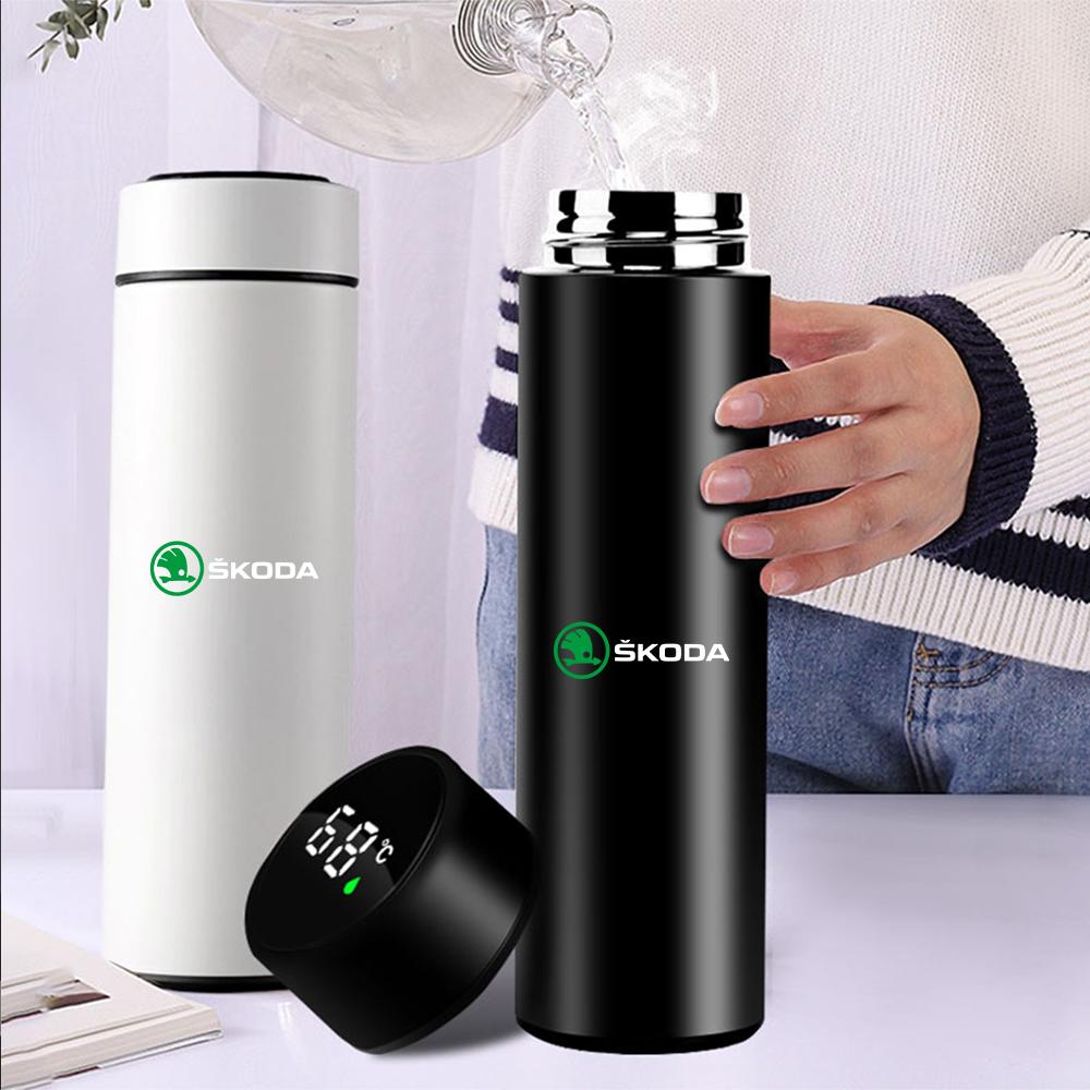 1pc Thermos Bottle Smart Cup With Temperature Display 304 Stainless Steel Vacuum Insulated Intelligent Cup For Skoda Octavia VII BI7