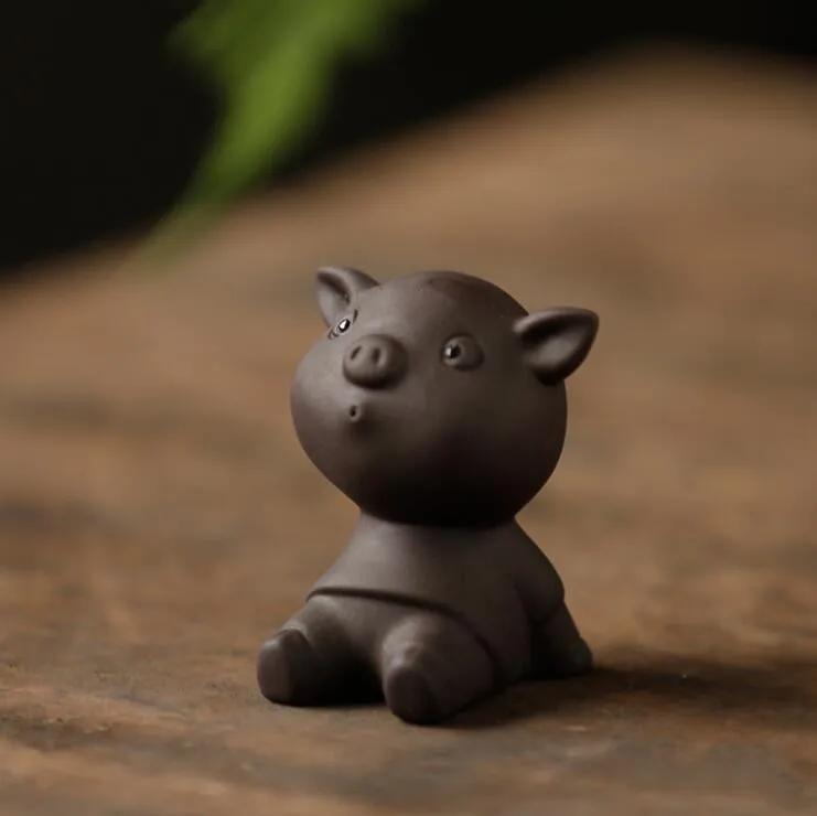 1 шт. Мини Фигурка из фиолетовой глины для чайной церемонии, ручная работа, милый зверек, украшение, Изделия ручной работы, Аксессуары для чайного набора
