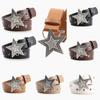 Fashion Womens Leather Belt With Star Pattern And Metal Buckle For Casual And Office Wear