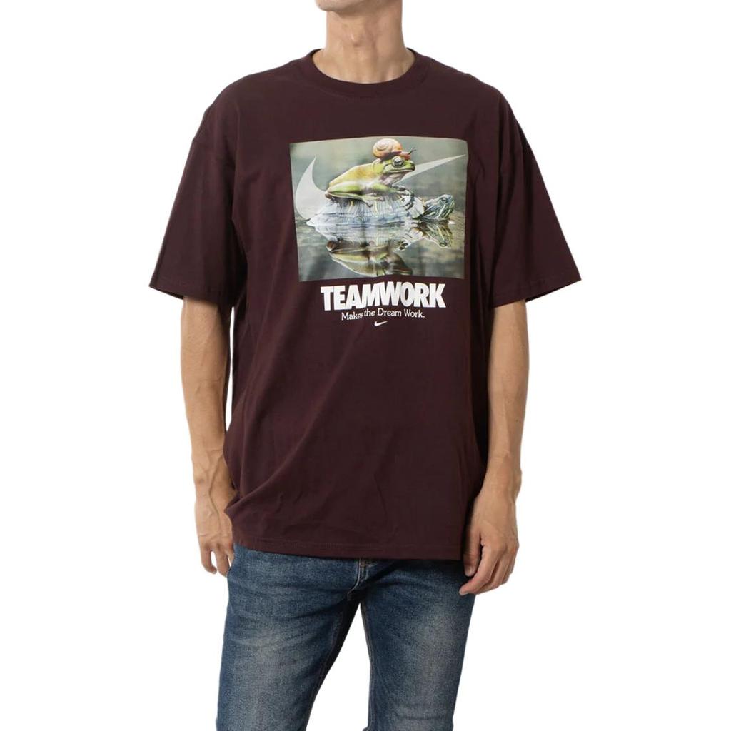 Nike T Shirts Men's Burgundy Crew Neck Moderate Straight Fit HF0002-652