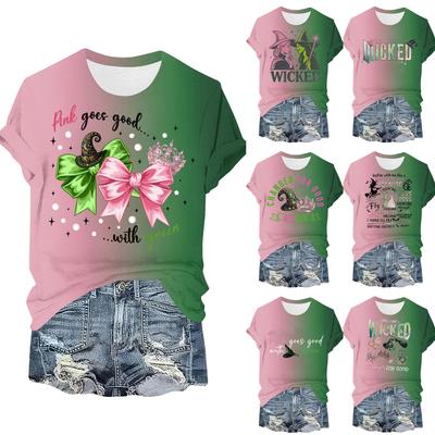 Женская повседневная футболка с принтом, пуловер с круглым вырезом, топ с коротким рукавом