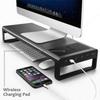 Aluminum Alloy Wireless Charger Base Holder Computer Laptop Base Stand with 4 USB 3.0 Port Monitor Stand Bracket Steady