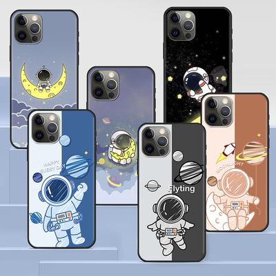 Чехол с астронавтом для Apple Iphone 14 11 13 12 Pro Max Xr 7 8 + Se 2020 Xs 6 6s Plus 5 5S, черный силиконовый чехол для телефона с милым рисунком