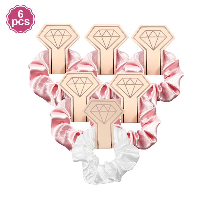 6Pcs Bridesmaid Gifts Satin Hair Ties Scrunchies Elastic Intestine Hairbands Wedding Bachelorette Party Favors Women Accessories