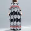 Vintage Floral Satin Maxi Long Dress for Women Plus Size Casual Loose Summer Dresses New In