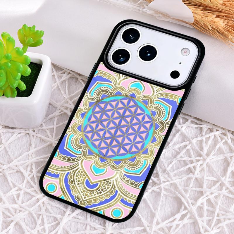 Чехол для телефона 'Цветок Жизни в Лотосе Пастельные Золота' для iPhone 17 Air 16 15 11 12 14 13 Pro Max Ударопрочный Чехол