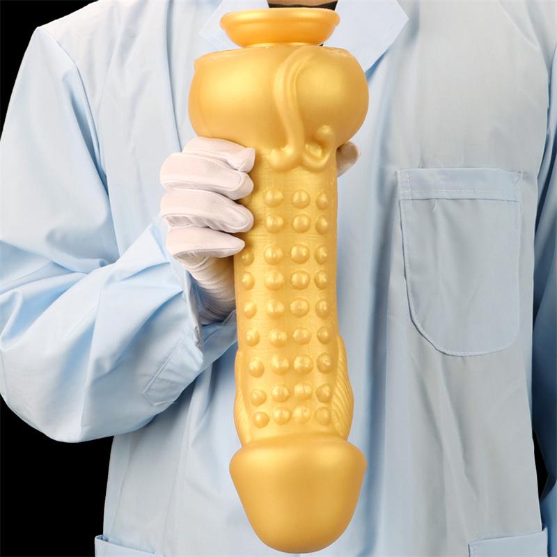 Большой лысый большой золотой силиконовый анальный штекер, анус мягкой формы, анальное расширение, большой толстый фаллоимитатор, мастурбатор