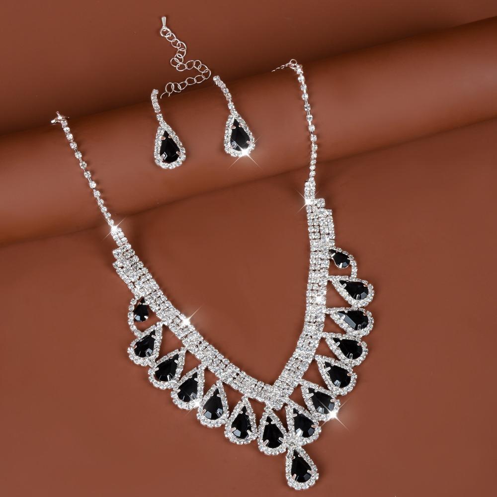 Rhinestone Crystal Jewelry Set Shining Necklace Bridal Earrings Banquet