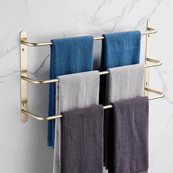 Три слоя в шахматном порядке, держатель для полотенец, вешалка для полотенец, набор аксессуаров для ванной комнаты, нержавеющая сталь 304, золотой цвет
