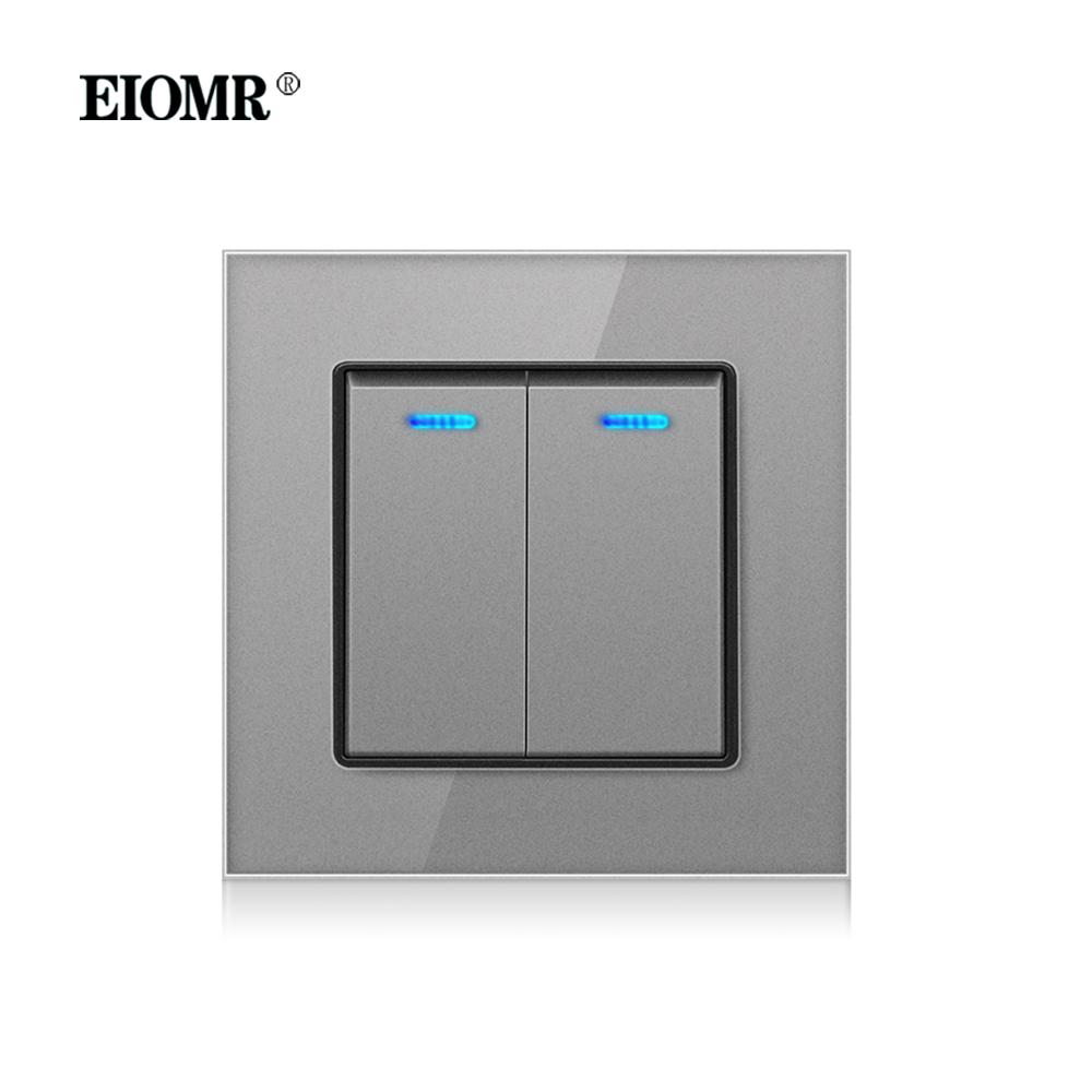 EIOMR Французский Стандартный Настенный Выключатель Розетка Серая Хрустальная Стеклянная Панель с USB 16A 220V Розетка с Заземлением Защита от Детей Дверца