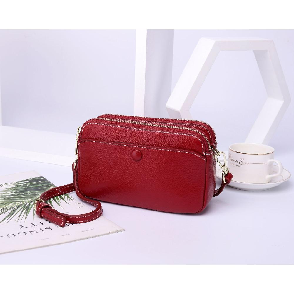 Женская сумка на плечо из коровьей кожи, сумка кроссбоди с несколькими отделениями на молнии, практичная женская сумочка, простая маленькая квадратная сумка