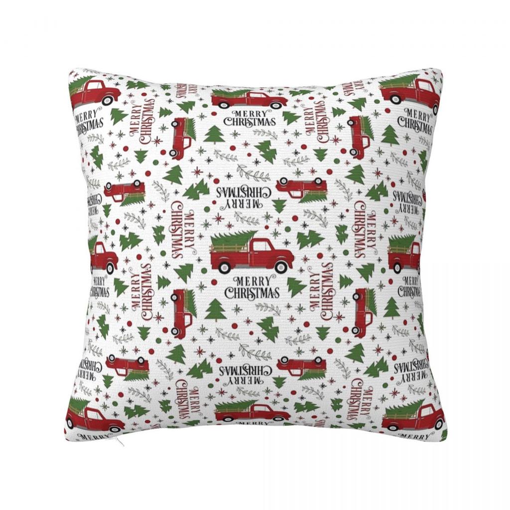 Christmas Festive Vintage Red Trucks And Tree Pillow Cover Pillow Case For Party Home Decor Cushion Cover Soft Pillowcases Gift