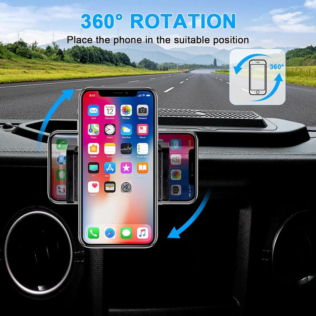 BESTAOO Car Phone Mount Compatible with 2018 Jeep Wrangler JL JLU & Gladiator JT, Multi-Mount Car Phone Holder Dash Tray System Kit with Cover