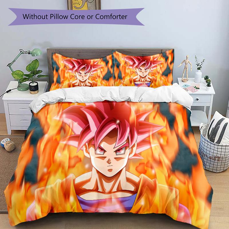Dragon Ball Z Saiyan Power Print 3Pcs Bedding Setduvet Cover With 2 Bedropillowcase Home Birthday Gift
