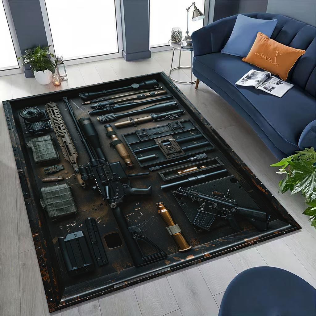 Дерево Металл Оружейный Кейс Коробка Военное Снаряжение Мото Коврик для Спальни Гостиной Дивана Дома Декор Коврик для Двери, Детский Игровой Нескользящий Напольный Коврик