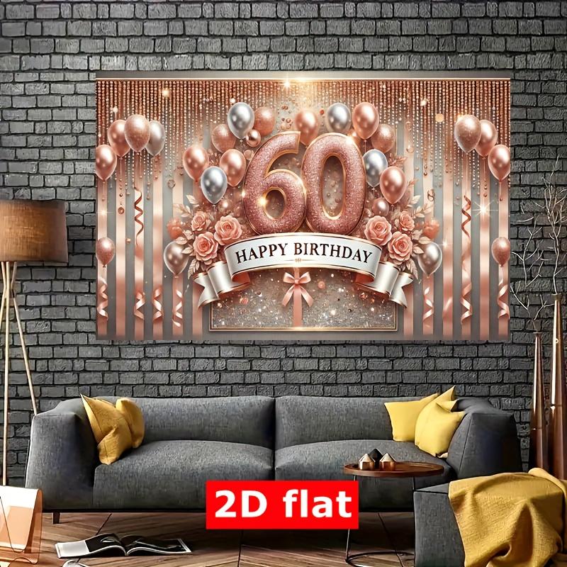 2D flat items designed for the celebration of 60th birthday made of polyester party banner garden celebration event