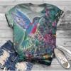 Summer Round Neck 3D Bird Print Top Fashionable Casual Short Sleeved Women's T-shirts