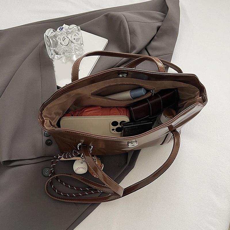 Women's Tote Bag Solid Pu Leather Letter Print Underarm Bags Female Commute Versatile Satchels Handbag Lady Shoulder Pack