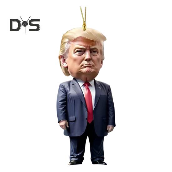 Мультяшный Трамп Подвеска 2D Плоский Акриловый Подвесной Орнамент Забавный Трамп Украшение для Рождественской Елки Автомобильный Брелок