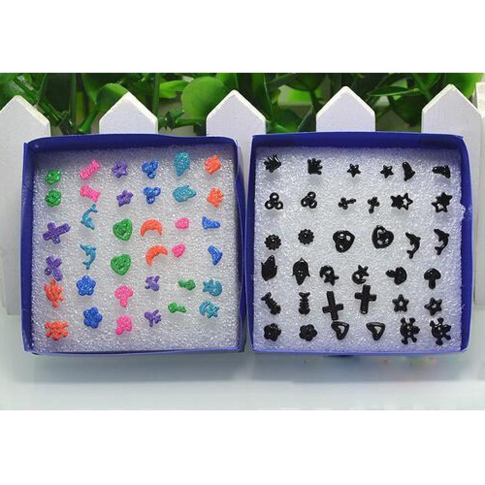 18 Pairs Novelty Lady Women Plastic box Ear Studs Earrings Gold/Silver Plated