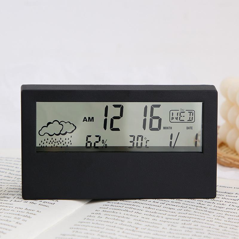 Transparent Alarm Clock with Adjustable Night Light - LCD Weather Display and Smart Calendar Feature with Sunrise Theme Design