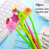5/10pcs Color Random Gifts Stationery Colorful Soft Silicone Flowers Gel Pen Black Ink Ballpoint Pen