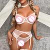 Комплект из 3 предметов: бюстгальтер, стринги, подвязка для чулок, регулируемые бретели, прозрачная сетка, тонкие эластичные трусики с высокой талией, комплект нижнего белья для брачной ночи и Дня святого Валентина