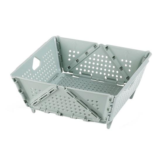 PP Folding Drain Basket Fast Draining Hygienic Space-saving Desktop Fruit Storage Basket for Kitchen Sink