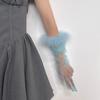 Summer Feather Gauze Thin Sunscreen Long Gloves Personality Tulle Sheer Bride Wedding Gloves Party Accessories
