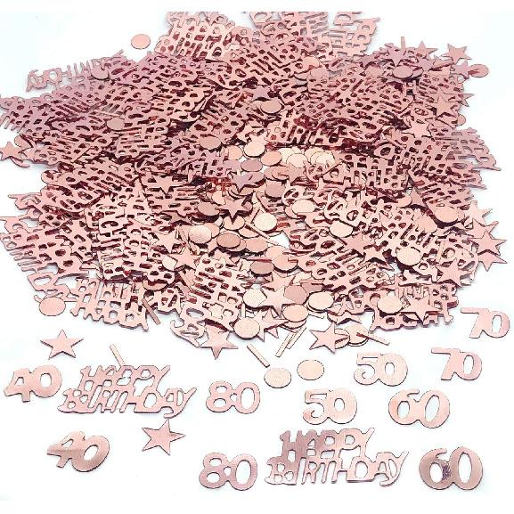 TFYU Happy Birthday Party Table Confetti - Twinkle Stars Foil Metallic Sequ & Special Events Table Scatters - 700pcs (Rose Gold) (80 Years Old)
