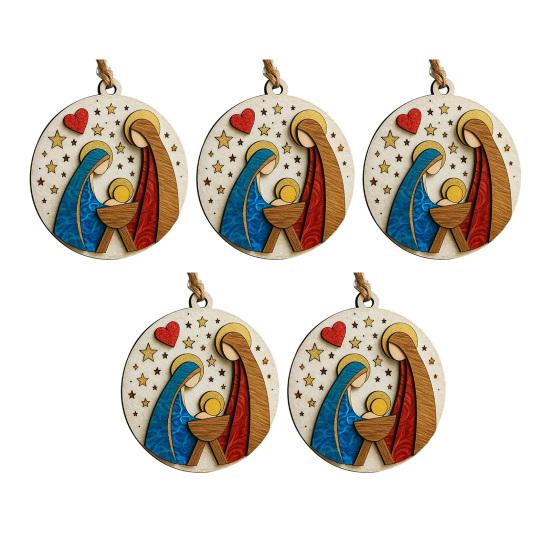 Деревянное украшение «Сцена Рождества» ручной работы, сцена рождения Иисуса для украшения рождественской елки, 3,25 дюйма