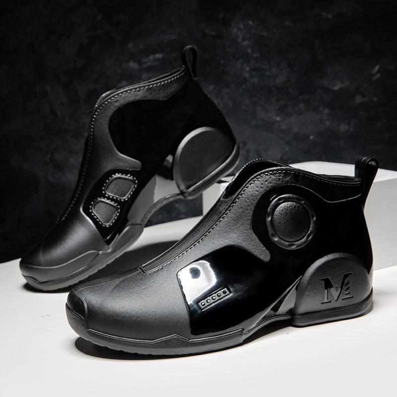 Модные мужские резиновые сапоги для рыбалки на открытом воздухе, нескользящие резиновые сапоги в стиле панк, водонепроницаемые, прочные, блокирующие воду и дождь, размер 39-44