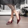 Spring Sandals Celebrity Style Temperament Fine Heel High Sense Square Head Red High Heels Single Shoes Women