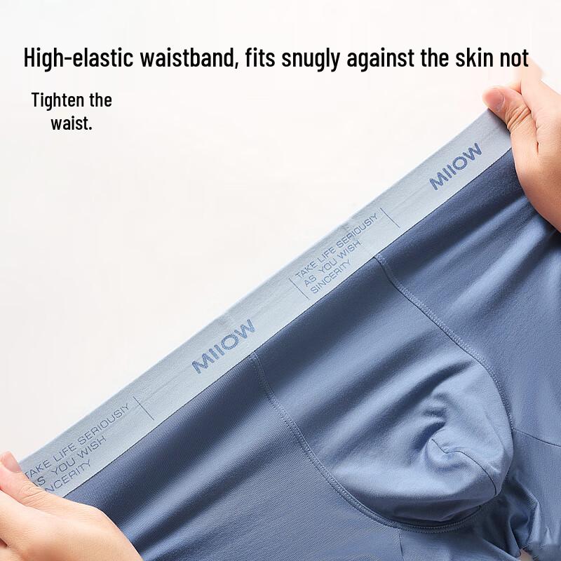 MIIOW Мужские антибактериальные бесшовные модальные боксеры-брифы из 7A шелка, 4 штуки
