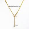 Fenny 18K PVD Plated No Fade Fashion Zirconia Snake Bone Blade Chain Adjustment Y Necklace for Women Stainless Steel