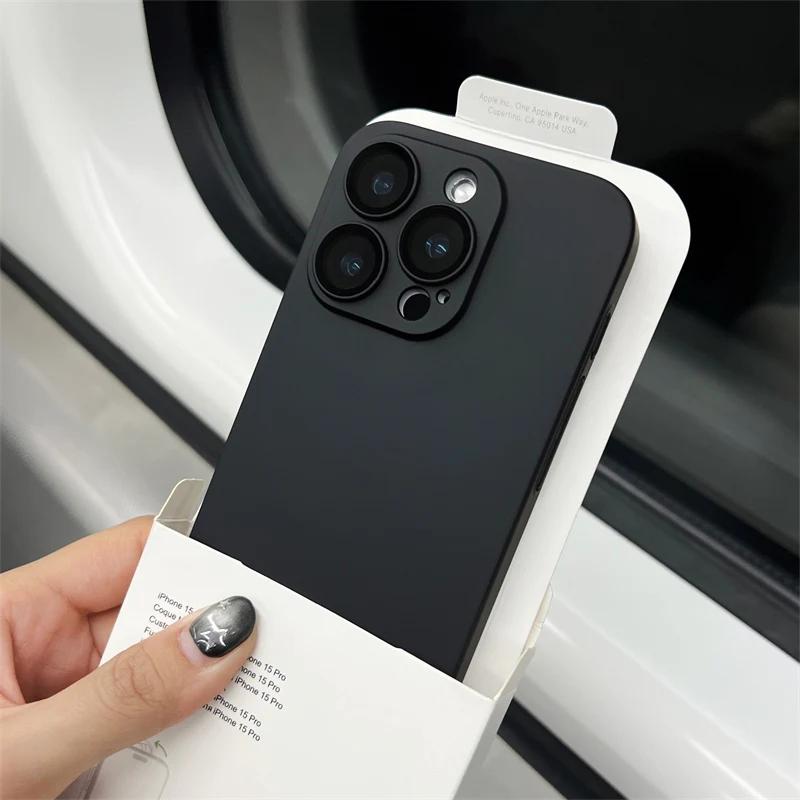Цветной Ультратонкий Матовый TPU Чехол для For Iphone 16 1 14 Plus 13 12 17 Pro Max Защита Камеры из Стекла Ударопрочный Тонкий Чехол