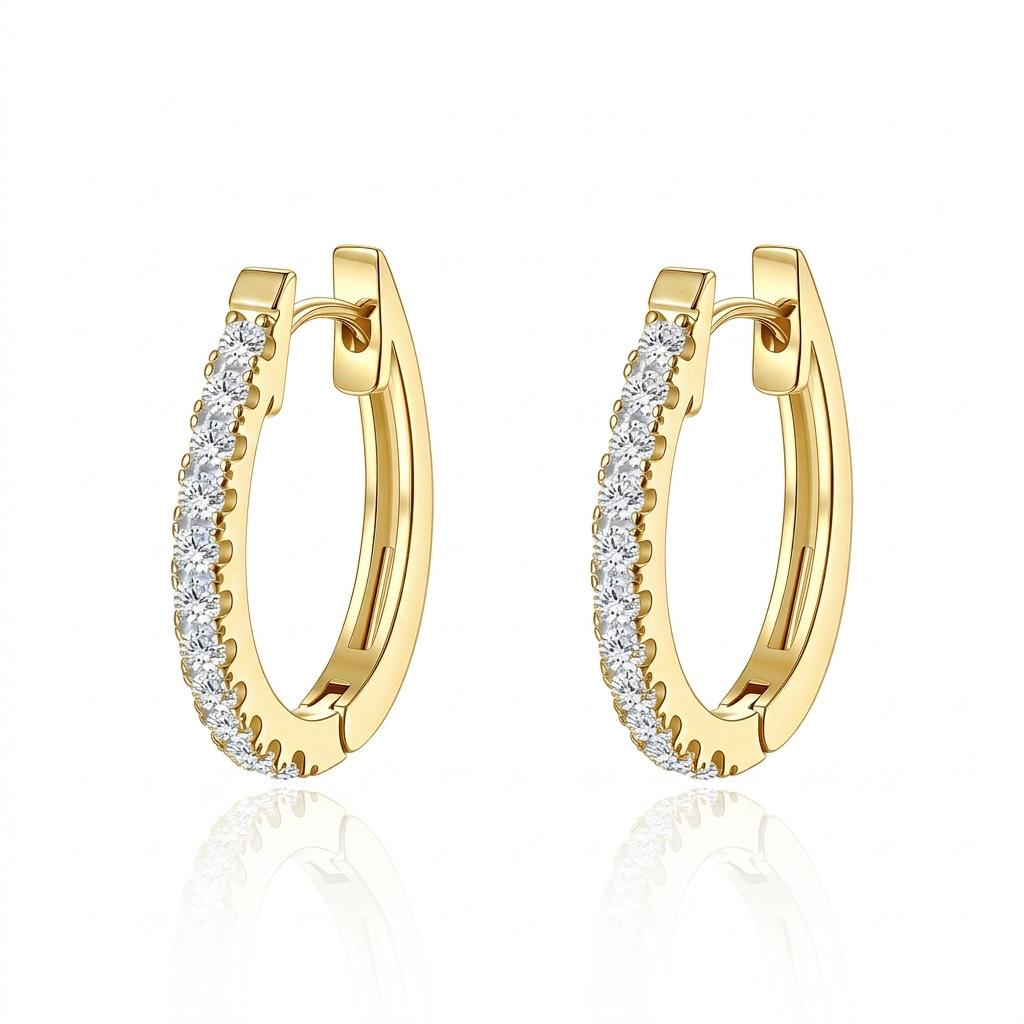Factory Prices Fine Jewelry Huggie Earring Small Circle S925 Silver Gold Plated Unisex Trendy Fashion Cubic Zirconia Earrings