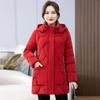 Женская зимняя повседневная куртка с капюшоном, хлопковое пальто-пуховик, куртка средней длины, теплая пуховая парка из хлопка, верхняя одежда для мам