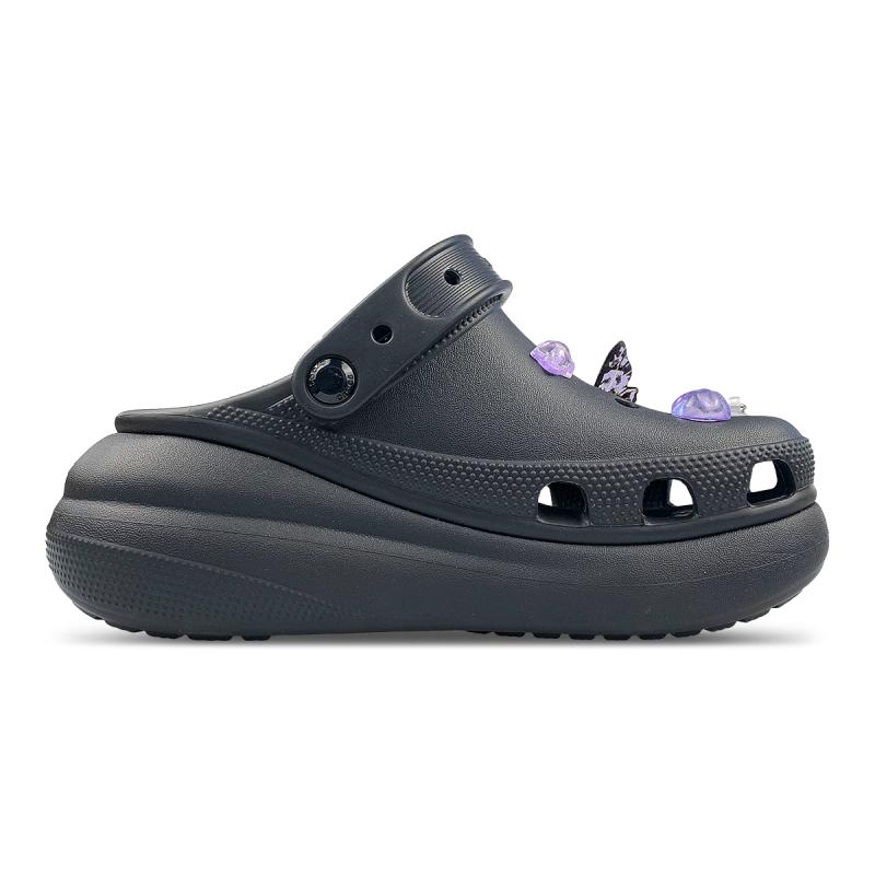 Crocs Crush Clog Ночная бабочка Мечта МАЙ Сделано полностью Цветочные туфли с отверстиями Унисекс Одинаковые черные и фиолетовые