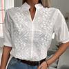 V-neck Fashion Woman Vintage White Shirt Women Blouse Lantern Sleeve Tops Blusas Summer Embroidery Cotton Female Blouses 24350