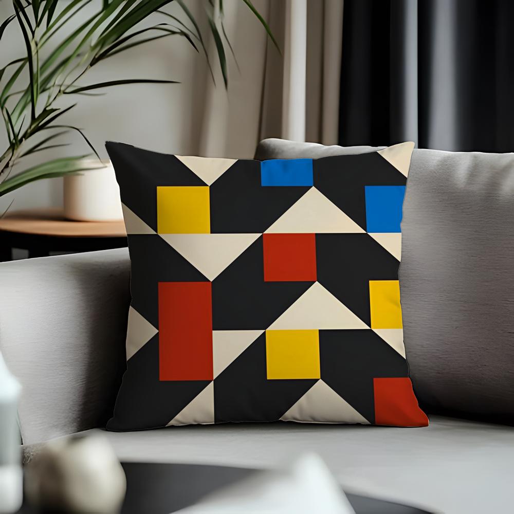 Trending BBauhaus Geometryer Cushion Cover Antidustmite Pillowcase Invisible Zipper Silky Short Plush Sofa Cushion Cover