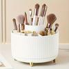 Makeup Brush Holder Large Capacity Multiple Compartments Multi-angle Rotating Countertop Cosmetic Organizer